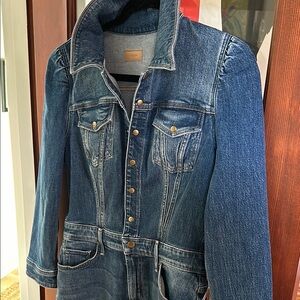 NWT MOTHER puffy bruiser mini dress denim S